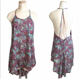 2/$30 ASTR The Label High Low Paisley Floral Sheer Tunic Tank Top